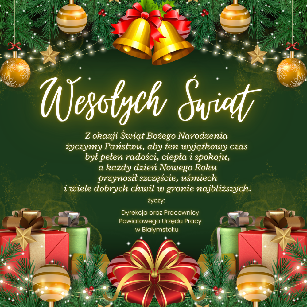 Z okazji nadchodzących Świąt Bożego Narodzenia pragniemy złożyć najserdeczniejsze życzenia spokoju, radości oraz rodzinnego ciepła.